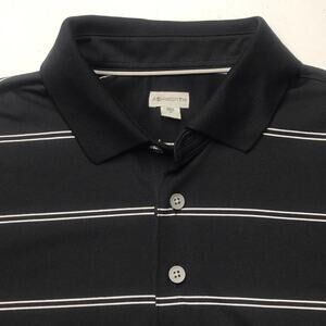 ASHWORTH GOLF Mens Black Striped Polo Shirt